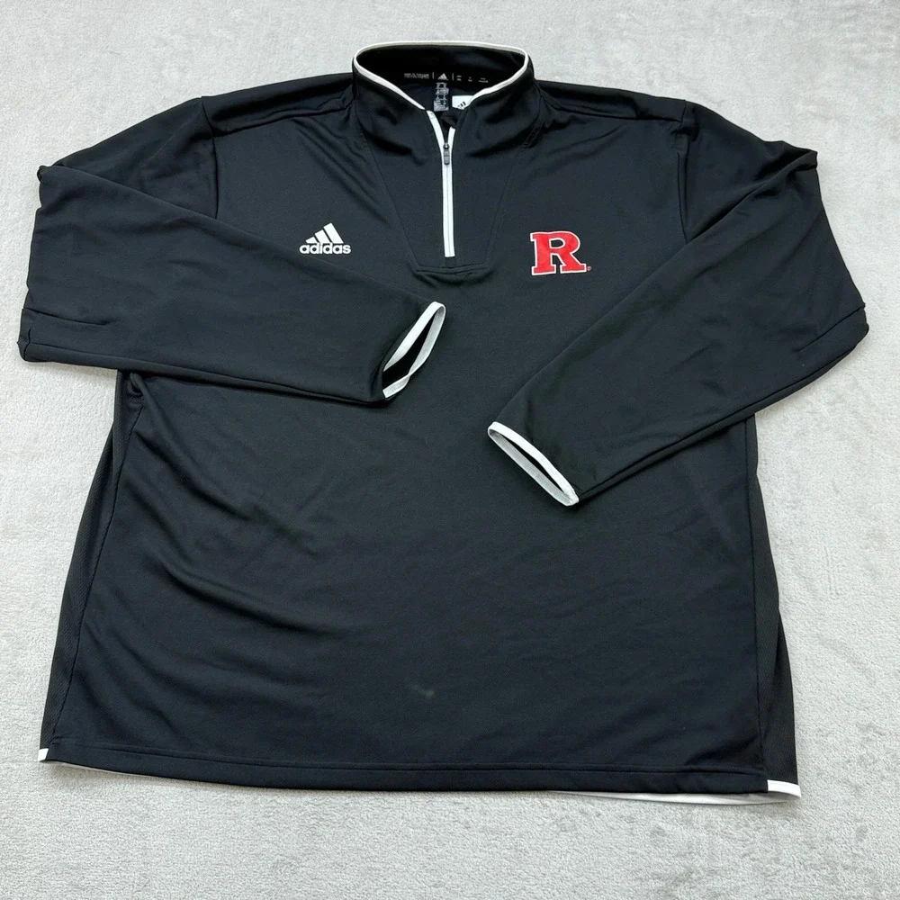 Adidas Rutgers Scarlet Knights Pullover Men 2XL Black Climalite 1/4 Zip NCAA